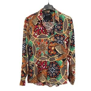 Reason Colorful Mens Large Pre-Owned Graphic Abstract MultiPrint Button Up Shirt